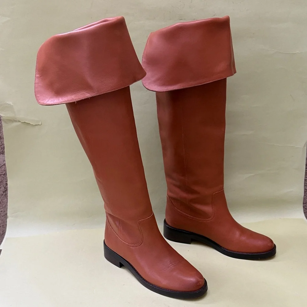 Orange J. Crew Over the Knee Leather Boots - Picture 7 of 16